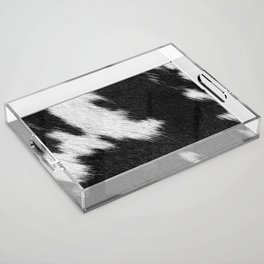 Black and White Cow Fur Detail (Digitally Created) Acrylic Tray
