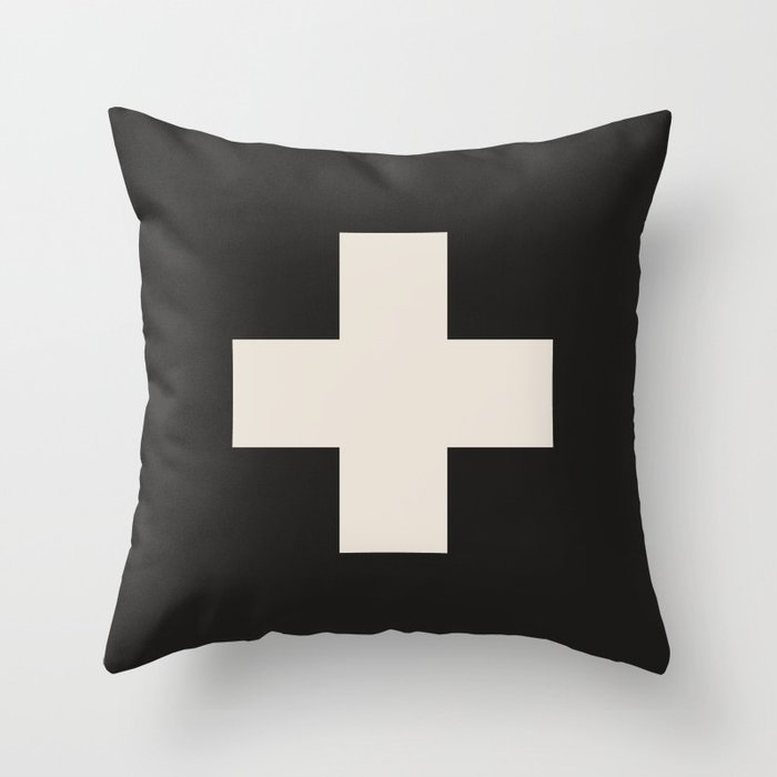 Scandinavian Modern Black & White Swiss Cross Throw Pillow