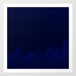 Dark Blue Abstract Mountains Art Print