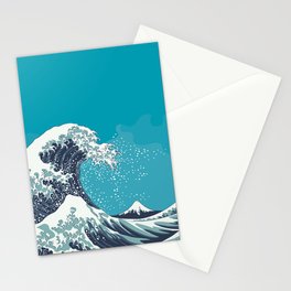 Great Wave and Mount Fuji vintage japanese woodcut style illustration Stationery Card