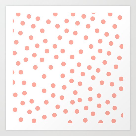 Simply Dots in Salmon Pink on White Art Print