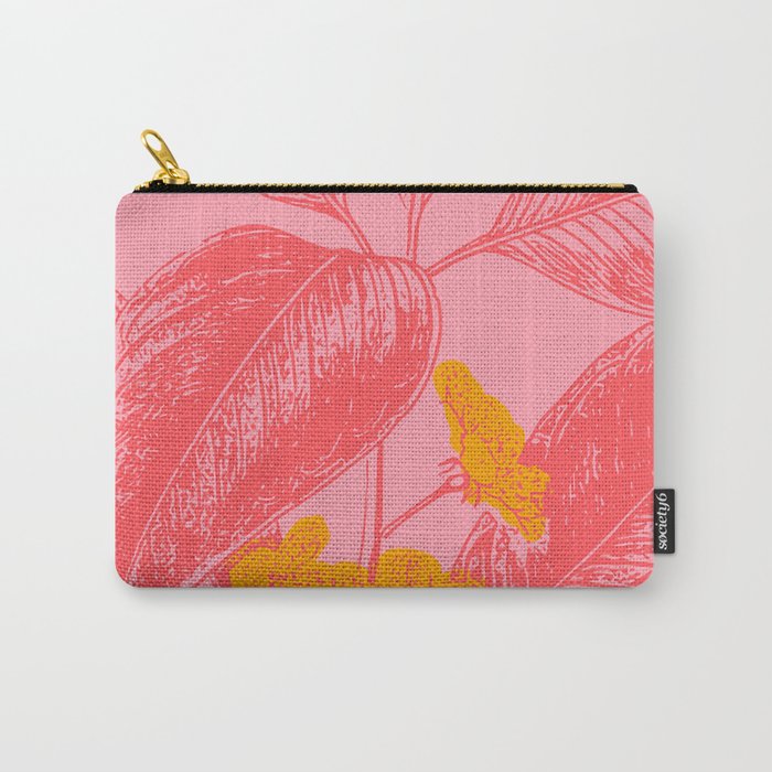 Bright Pink Botanical Carry-All Pouch