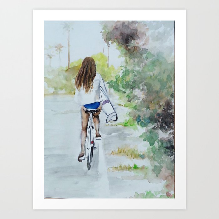 Surfera on her Bike. Art Print