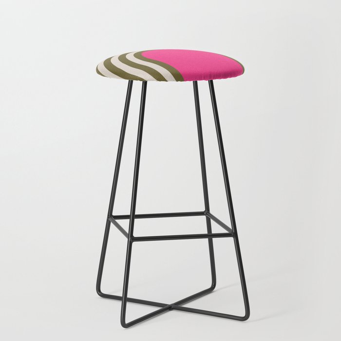 Retro Olive Green & Pink Arches  Bar Stool