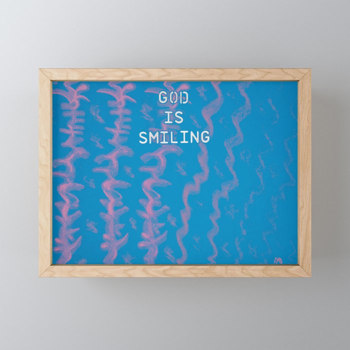 God Is Smiling Framed Mini Art Print