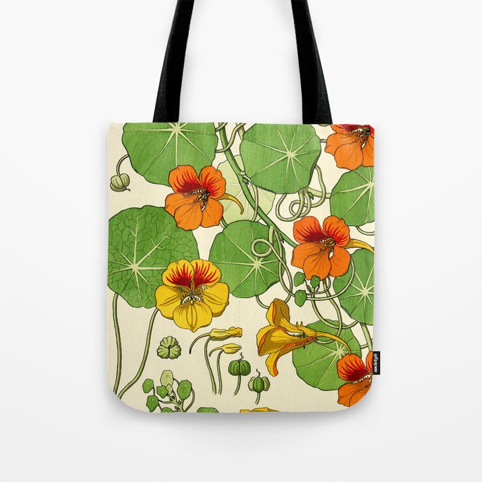 French botanical flower plate - Maurice Verneuil - Capucine Tote Bag