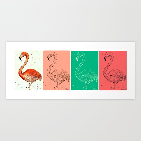 Fourmingos Art Print