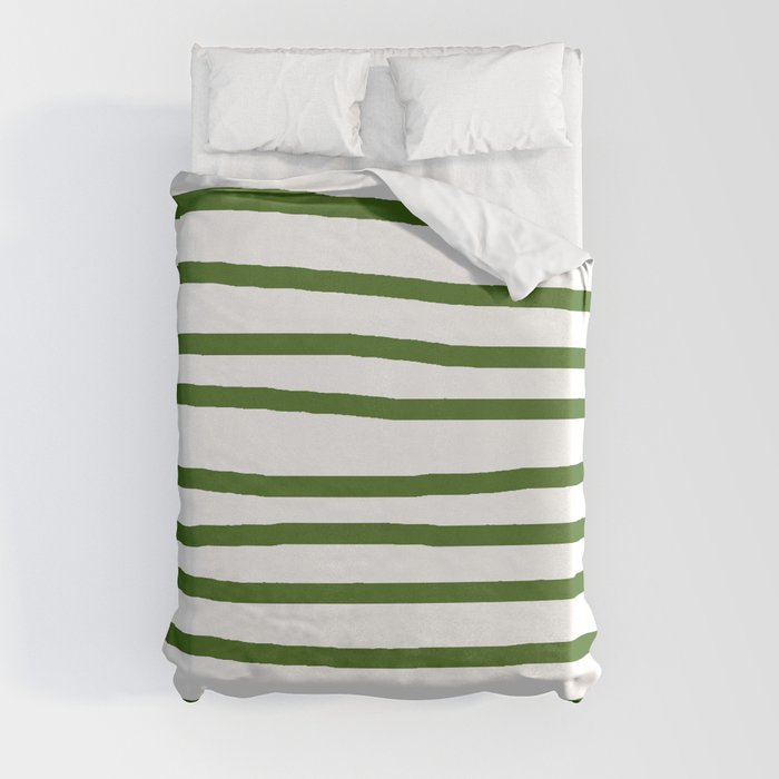 Simply Drawn Stripes in Jungle Green Duvet Cover