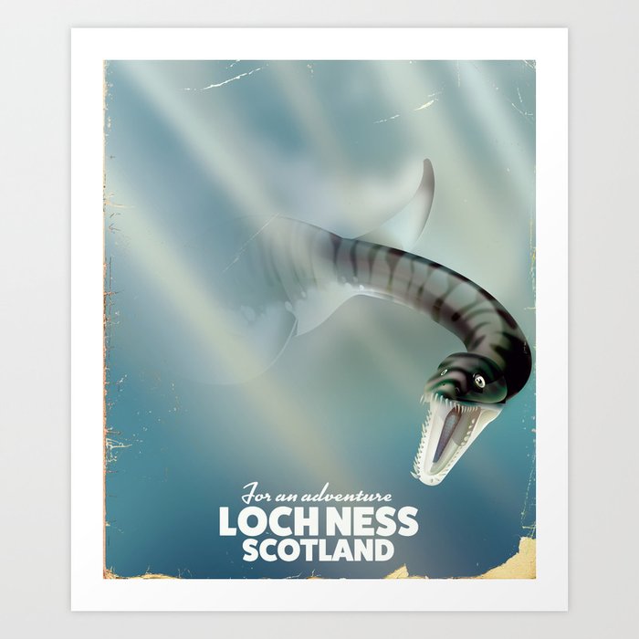 Loch Ness Scotland monster vintage travel poster Art Print