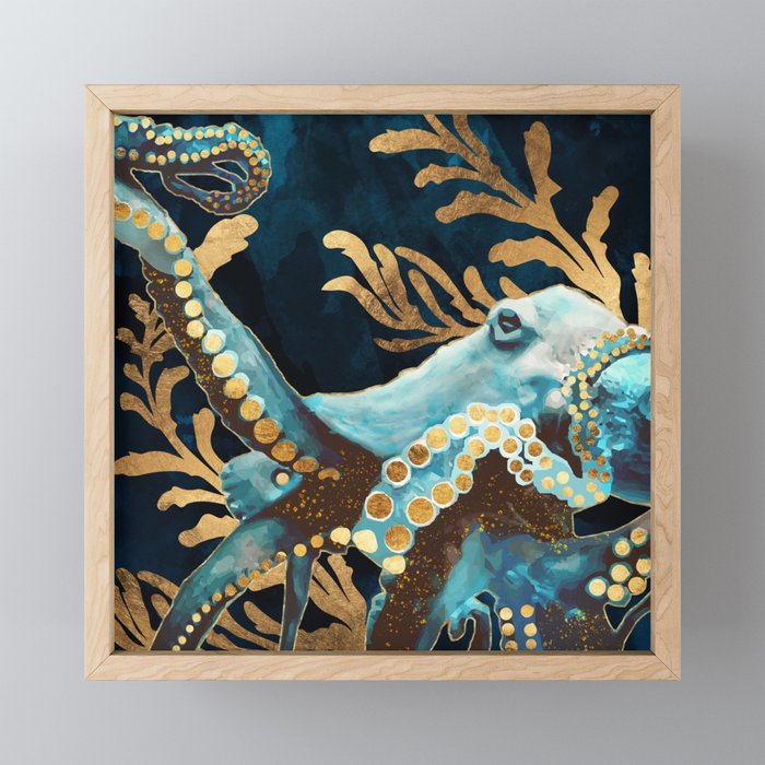 Indigo Octopus Framed Mini Art Print