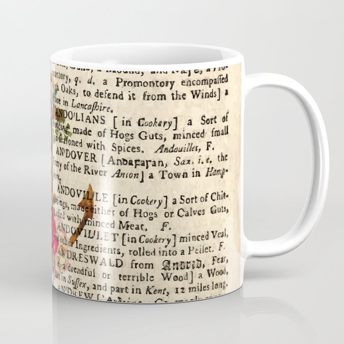 Vintage Anchor with Flowers Dictionary Art Coffee Mug