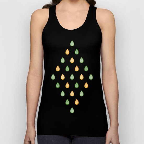 Yellow and green raindrops Unisex Tank Top