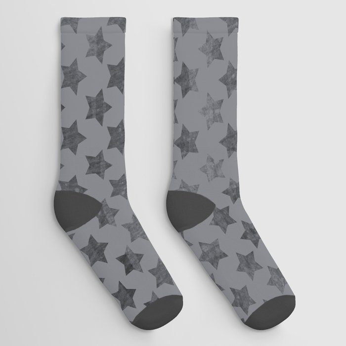 Grey black retro stars Socks