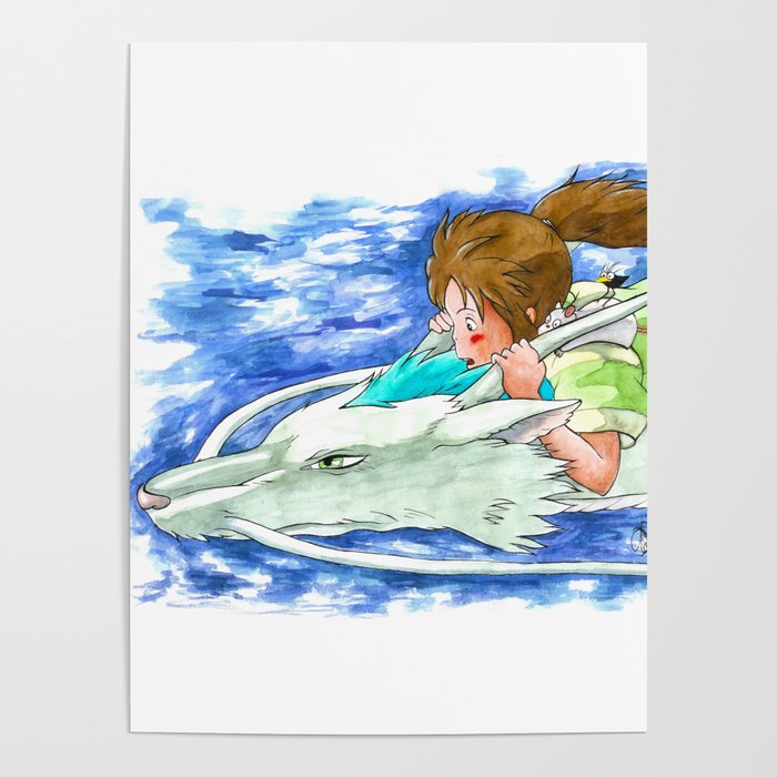 Ghibli Spirited Away Sky Illustration Poster