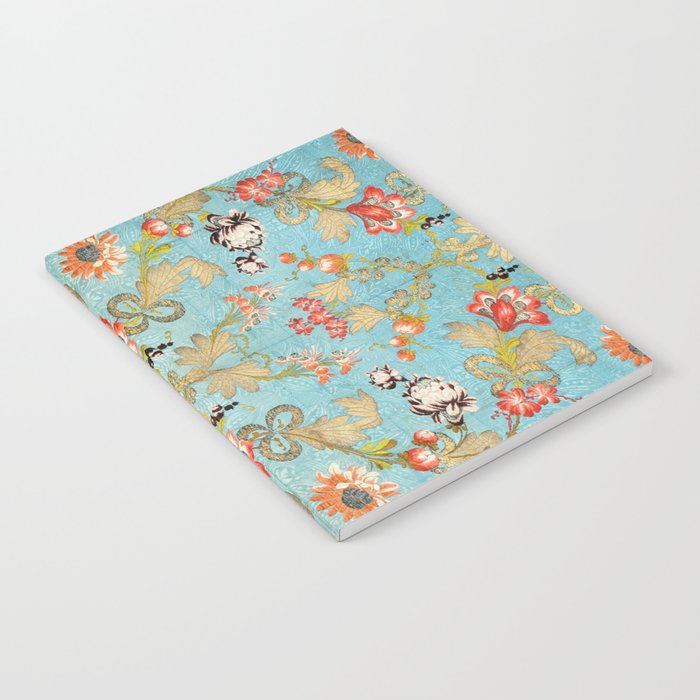Blue French Floral Silk Pattern Notebook