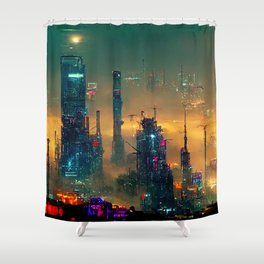 Postcards from the Future - Nameless Metropolis Shower Curtain