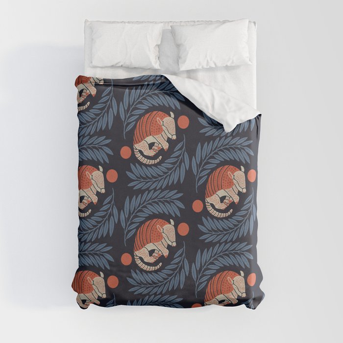Sleepy Armadillo – Navy Blue and Red Pattern Duvet Cover