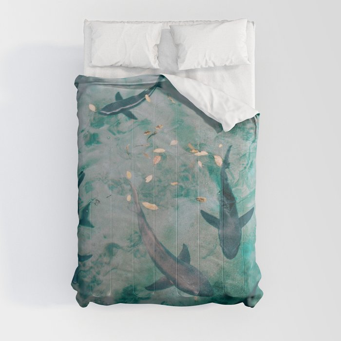 Shoal of Sharks (Color) Comforter