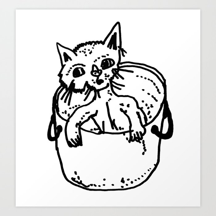 Gato mojado Art Print