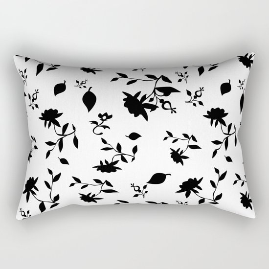 Black and white floral pattern . Rectangular Pillow