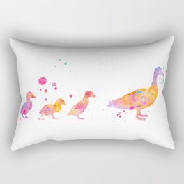 Ducklings Watercolor Painting Rectangular Pillow