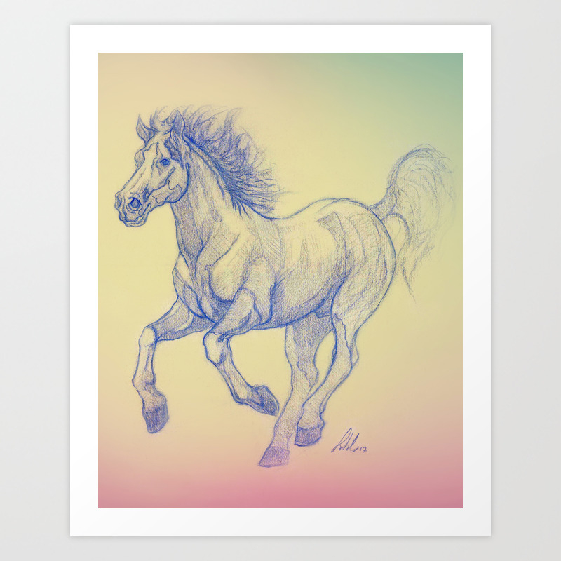 Running Horse Pencil Sketch Freedom Animal Horse Lover Adventure