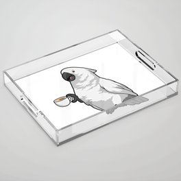 Parrot with Cup of Coffee Acrylic Tray