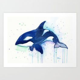 Killer Whale Orca Watercolor Art Print