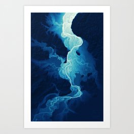 Willamette Channels 10-year Anniversary—Midnight Blue with subtle shaded relief Art Print