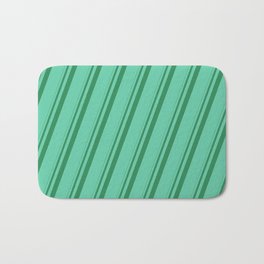 [ Thumbnail: Sea Green and Aquamarine Colored Lines/Stripes Pattern Bath Mat ]