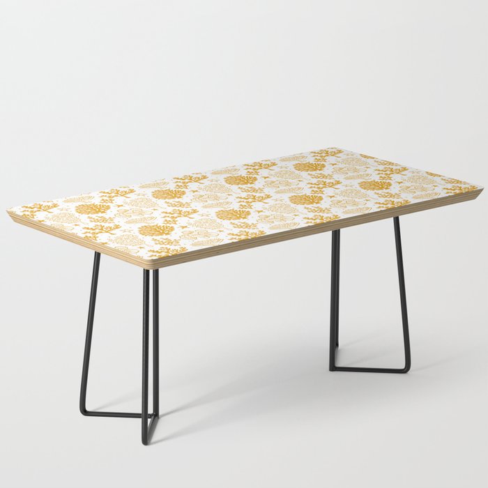 Mustard Coral Silhouette Pattern Coffee Table