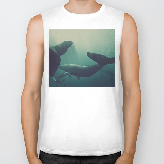 Swimming with whales Biker Tank