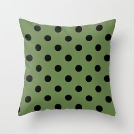 Green & Black Polka Dot Spots Pattern Throw Pillow