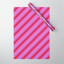 [ Thumbnail: Orchid & Crimson Colored Lined Pattern Wrapping Paper ]