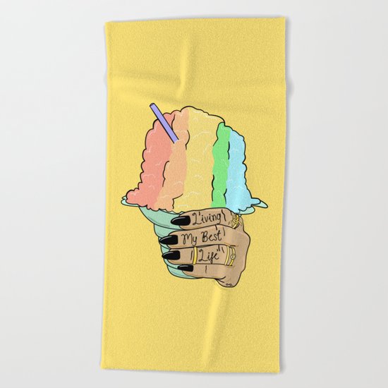 LIVING MY BEST LIFE Beach Towel