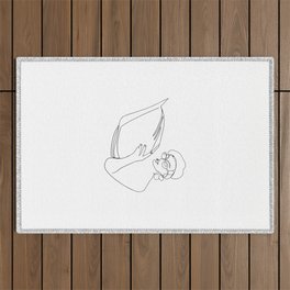 Reading Abstract Woman Line Art Outdoor Rug