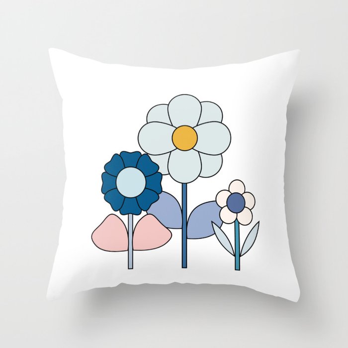 BLUE Flowers Throw Pillow
