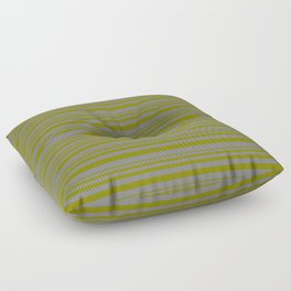 [ Thumbnail: Green & Gray Colored Striped/Lined Pattern Floor Pillow ]