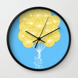 Yellow Lemonade Citrus Balloons Wall Clock
