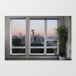 Seattle Skyline Window View Canvas Print