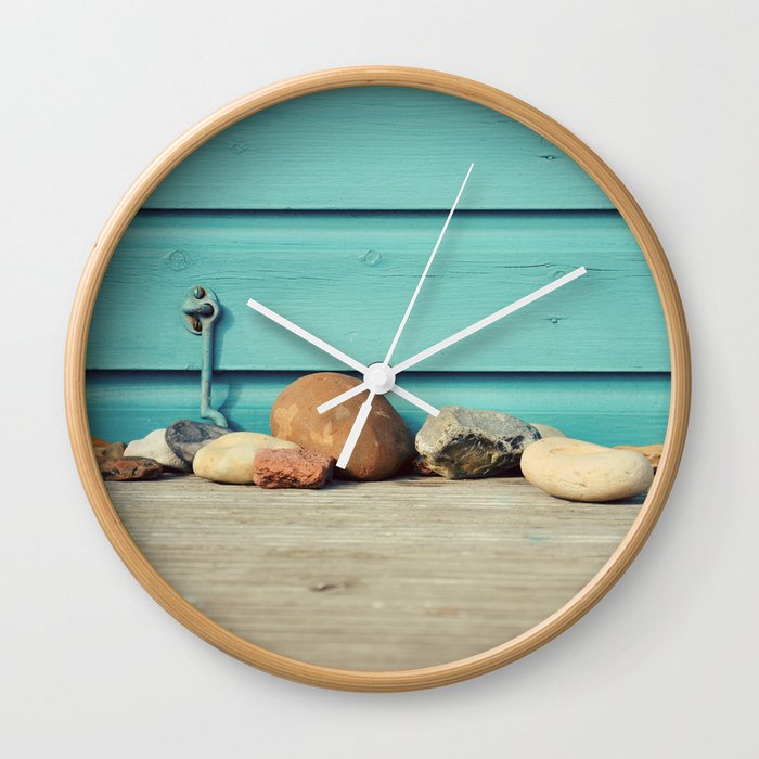 Beach Hut Stones Wall Clock