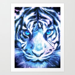 White Tiger | Snow Tiger | Tiger Face | Space Tiger Art Print