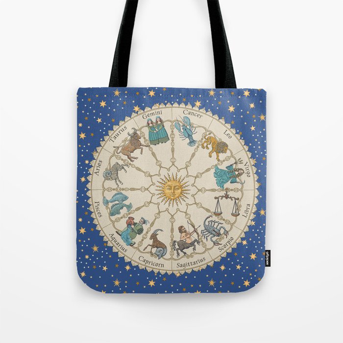 Vintage Astrology Zodiac Wheel Tote Bag
