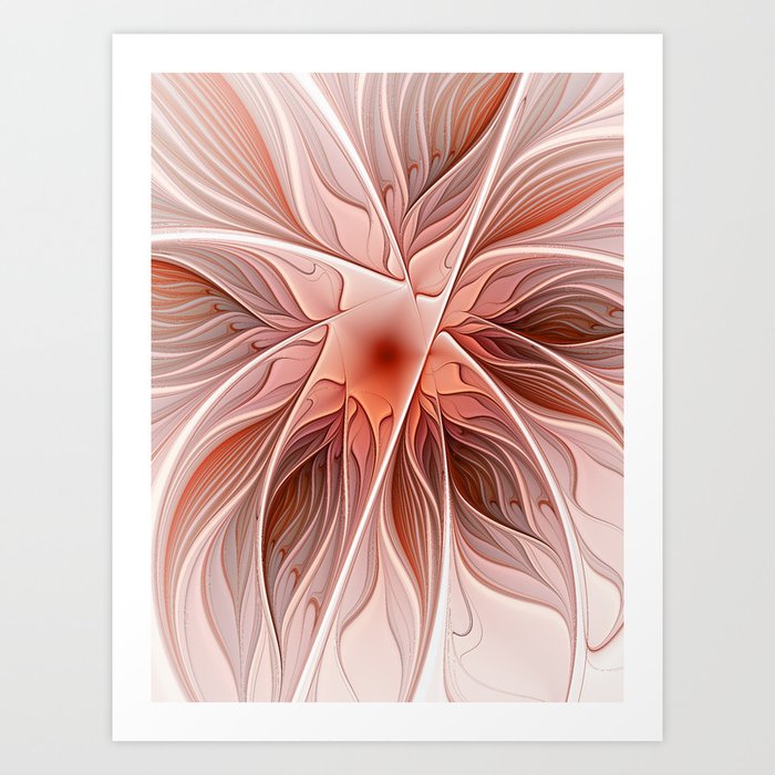 Flower Decoration, Abstract Fractal Art Art Print