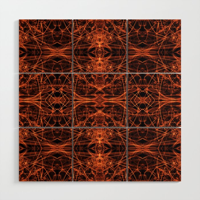 Liquid Light Series 49 ~ Orange Abstract Fractal Pattern Wood Wall Art