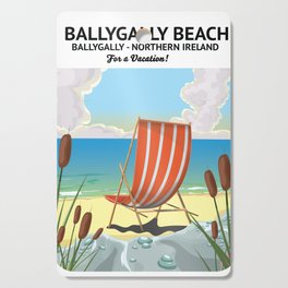 Ballygally Beach Northern Ireland travel poster Cutting Board
