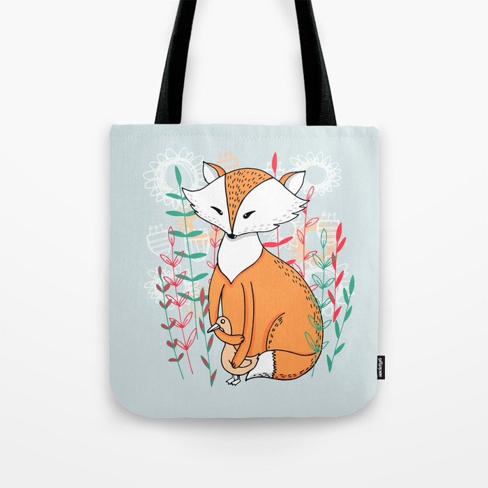 Fox with a duck Tote Bag