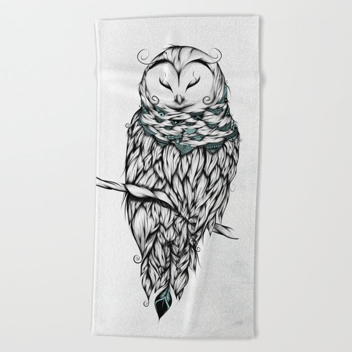 Poetic Snow Owl Beach Towel by LouJah | Society6