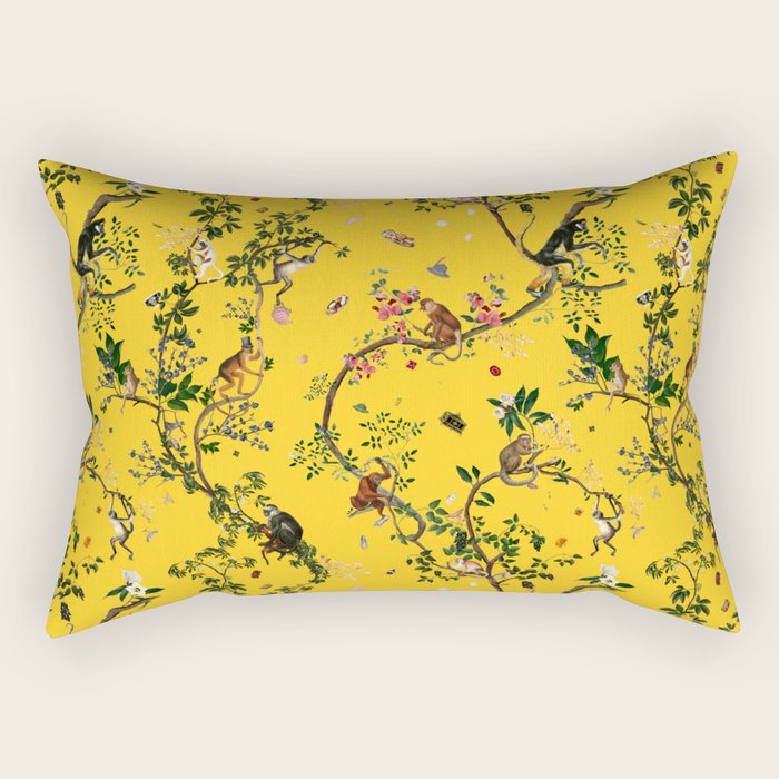 Monkey World Yellow Rectangular Pillow by Fifikoussout Society6
