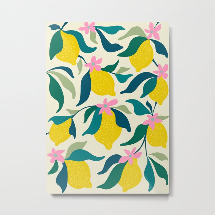 Summer Lemons pattern Metal Print